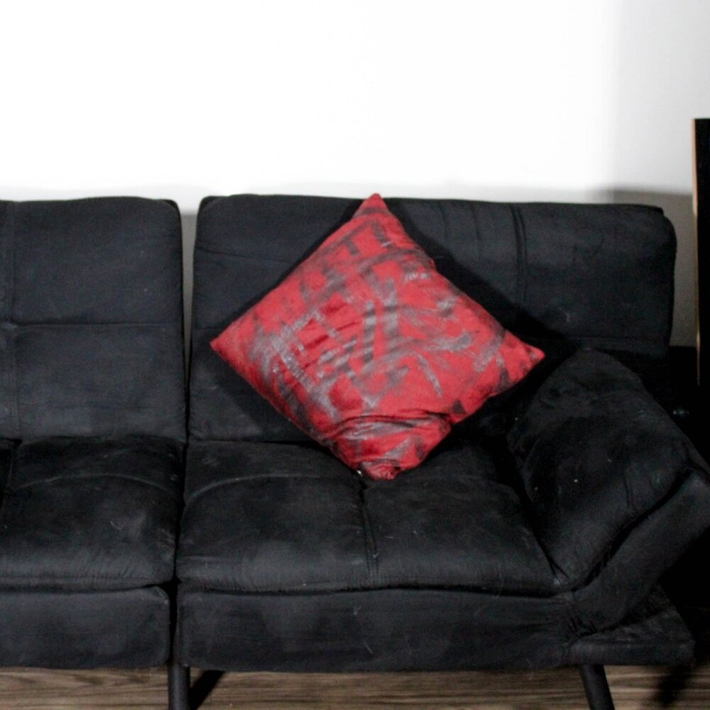 Grunge Whimsigoth Burgundy Black Brushstroke Grunge Plush Toss Pillow 90s